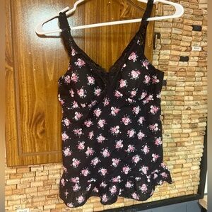 Y2K style L.e.i floral babydoll style top 100% cotton size small